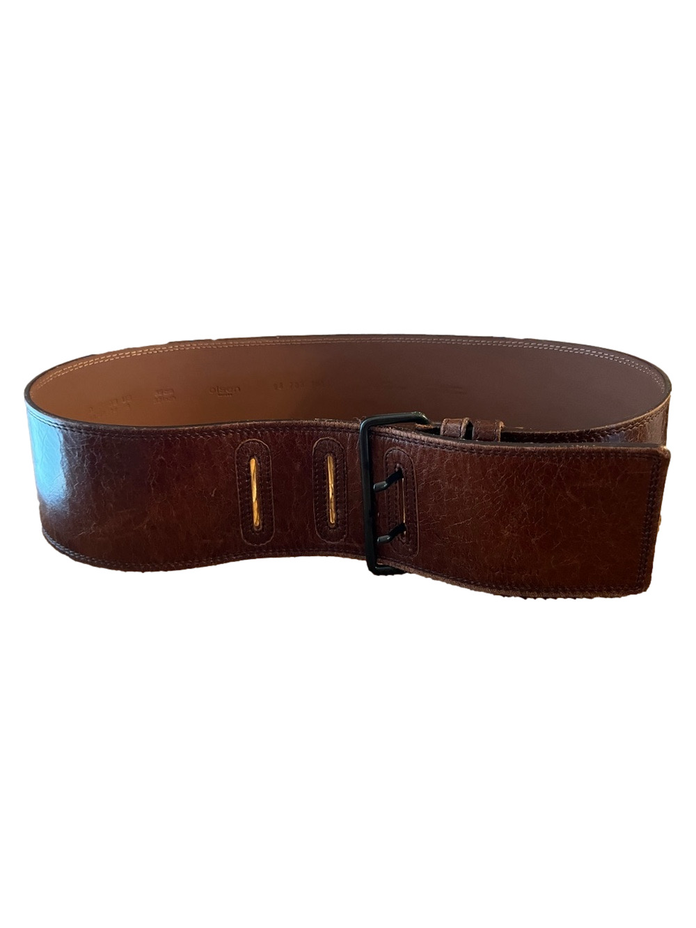Olsen Europe Dark Brown Wide Leather Waist Belt 32" / 85cm